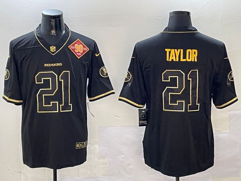 Men Washington Redskins #21 Taylor Black Gold Throwback 2024 Nike Limited NFL Jersey style 3->washington redskins->NFL Jersey